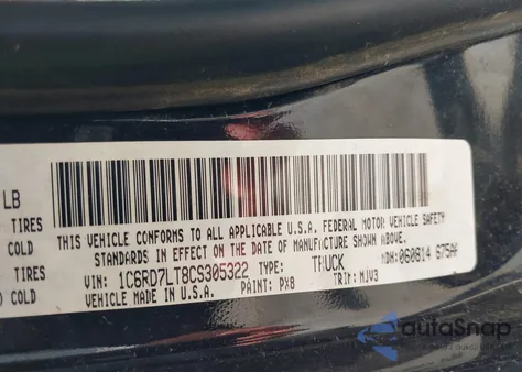 2012 Ram 1500 Slt из США, поврежденный, VIN 1C6RD7LT8CS305322